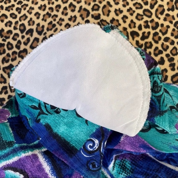 Vintage Shirt Funky 80s Print Collared Short Sleeved Top Light Shoulder Pads - Picture 2 of 9